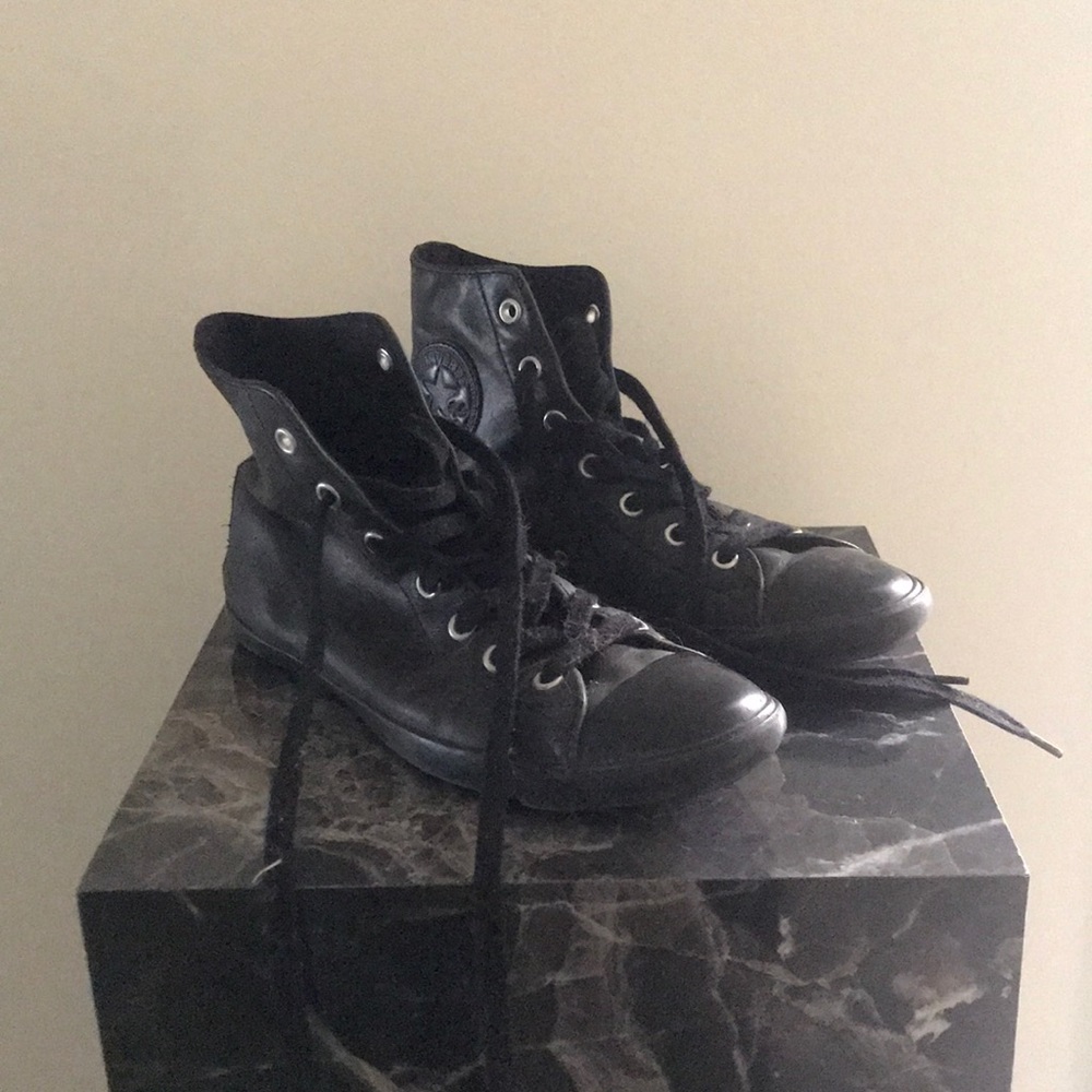 Converse all leather black high tops